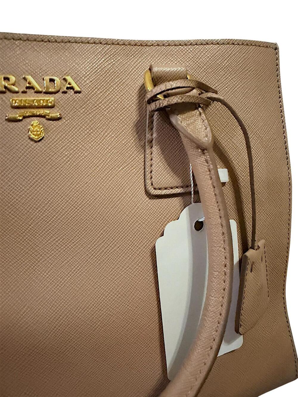 Prada Galleria Double Zip Saffiano Leather Tote Bag Nude Beige Blush Pink Large - Picture 3 of 13